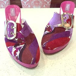 Emilio Pucci Purple Corduroy Heels Mules 8.5